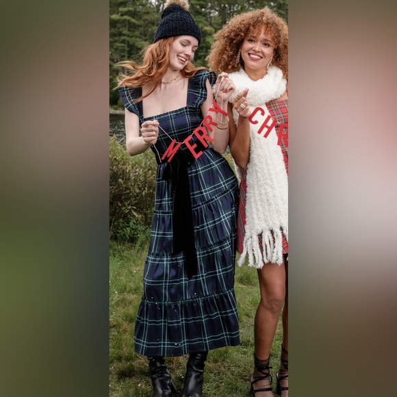 Altar’d State Smocked Plaid Holiday Midi Dress — Size M - Picture 1 of 9